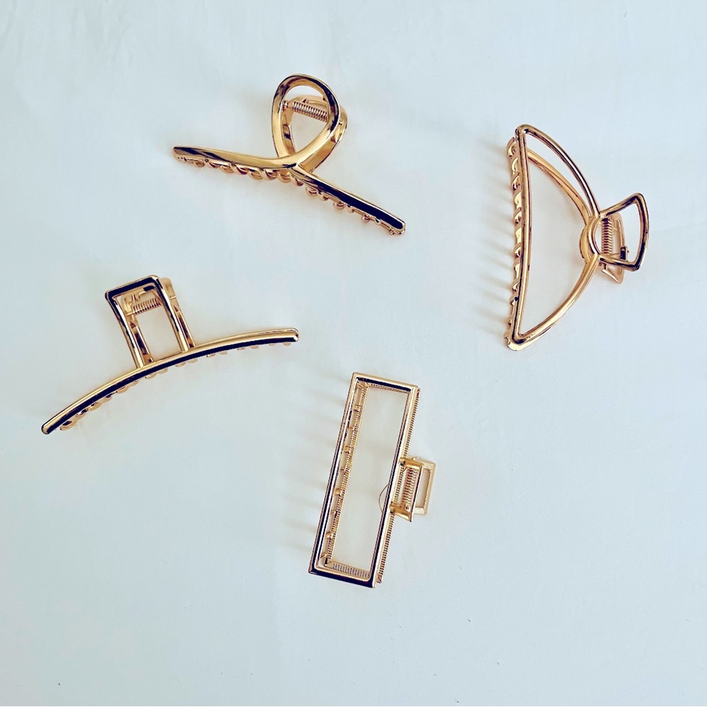 Gold hair claw clips